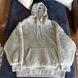 UGG Lorya Cozy Double Face Fleece Hoodie in light blue/gray.